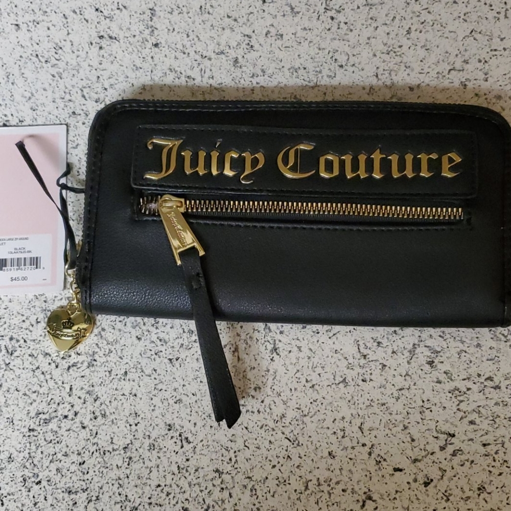 New Juicy Couture Black Leather Wallet NWT